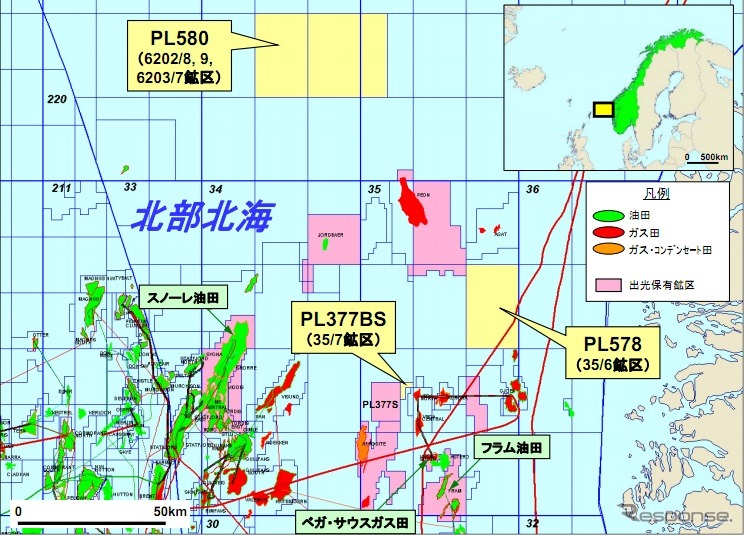 取得鉱区の位置図