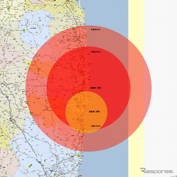 避難半径の地図
