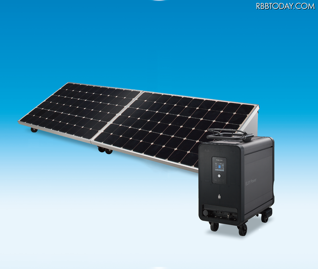 可搬式リチウムイオン蓄電システムと、太陽光発電パネルを組み合わせた「SOLAR STORAGE」 可搬式リチウムイオン蓄電システムと、太陽光発電パネルを組み合わせた「SOLAR STORAGE」