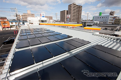 昭和シェル系列のSS、200か所以上に設置されるCIS薄膜太陽電池