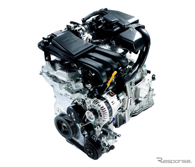 日産HR12DEエンジン（愛知機械工業製）。マーチに搭載