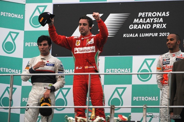 F1マレーシアGP表彰台（3月25日）