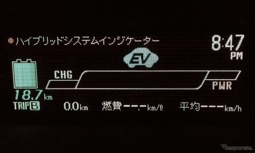 出発時、満充電での走行可能距離は18.7kmを示す