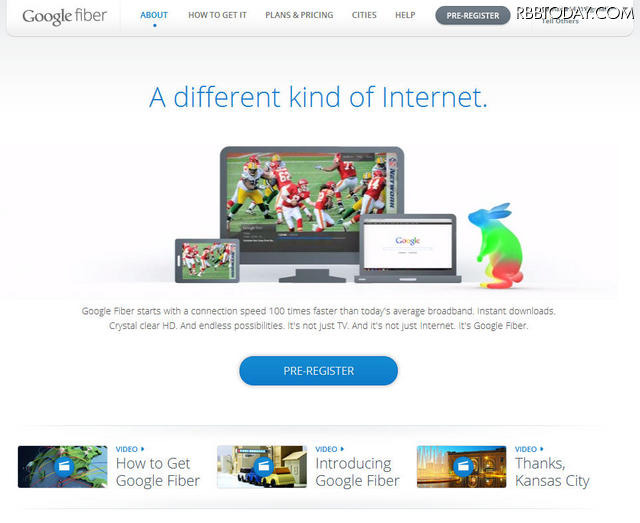 Google FiberのWebサイト