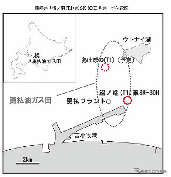北海道勇払油ガス田、沼ノ端東構造の位置図
