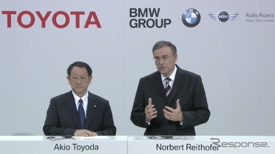 BMW AG 取締役会会長 ノルベルト・ライトホーファー氏とトヨタ自動車代表取締役社長 豊田章男氏（参考画像）