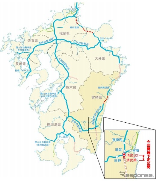 東九州自動車道・清武JCTから清武南IC開通区間