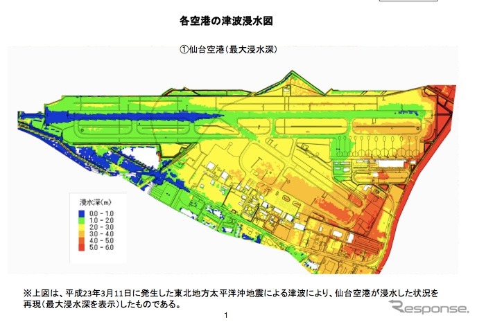 仙台空港が浸水した状況を再現したもの