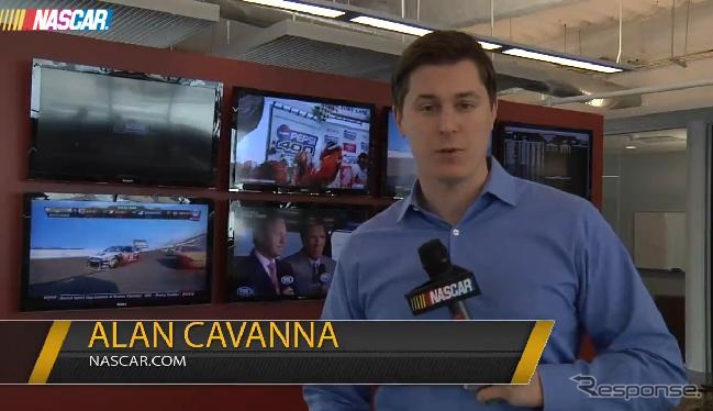 NASCARのニュースルーム（動画キャプチャ）