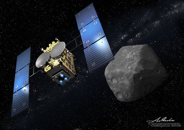 はやぶさ2が目的地のC型小惑星「1999JU3」にランデブーした予想イメージCG。