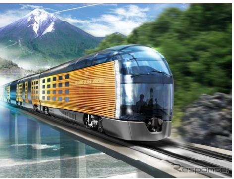 クルーズトレインのイメージ。JR東日本は「時間と空間の移り変わりを楽しむ列車をコラージュイメージしたもので、実際の車両とは異な」るとしている。