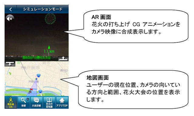 「AR花火スコープ」の画面イメージ