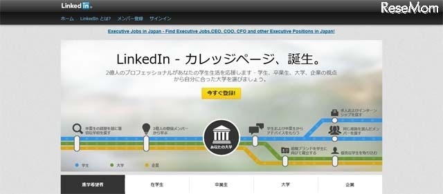 LinkedIn カレッジページの紹介ページ