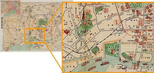1964年7月版の東京都心の観光案内図
