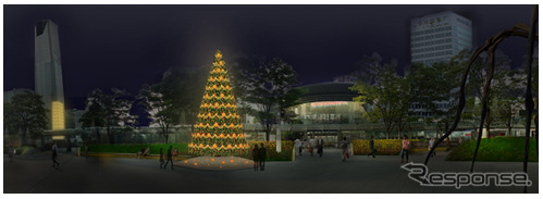 有機EL照明パネルを使用したクリスマスツリーのイメージ