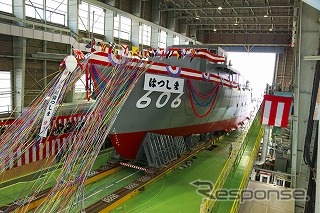 ジャパン・マリンユナイテッドは、防衛省向け中型掃海艇「はつしま」の命名式・進水式を実施