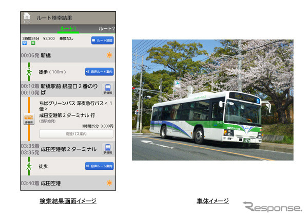 ナビタイム、対応バス路線にちばグリーンバスを追加