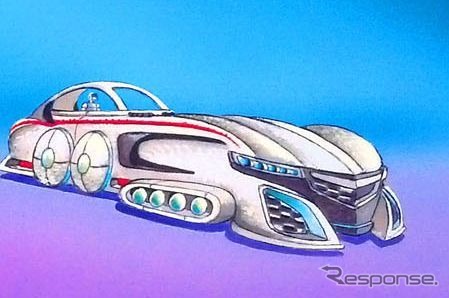 新型アキュラ（ホンダ）NSXをモチーフとしたホンダのローズパレード用山車、「フロート」の予告スケッチ