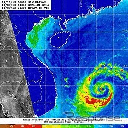 マイクロ波観測（AMSR2：89GHｚ-H偏波輝度温度） 輝度温度とは地表面かや大気中から放射される特定の周波数の電波を表すもの（出典：JAXA）