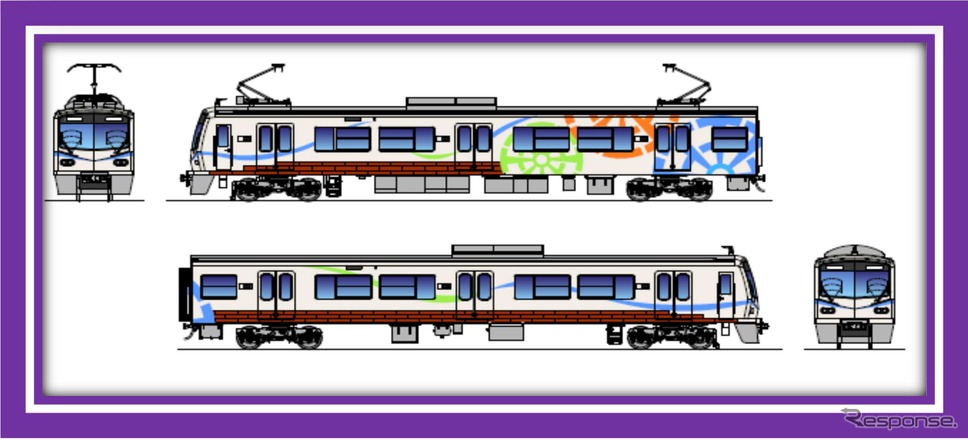 7000形の新しいカラーリングのイメージ。3月1日に「お披露目臨時列車」が運転される。