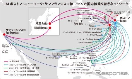 JAL、ジェットブルーとのコードシェア拡大で米国内地点での乗り継ぎ利便性を向上