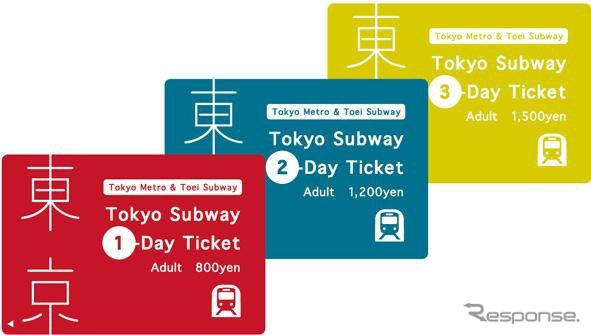 旅行者向けの新しいフリー切符「Tokyo Subway Ticket」（大人用）。1日用だけでなく2日用と3日用も発売される。