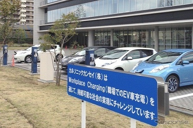 職場充電の様子