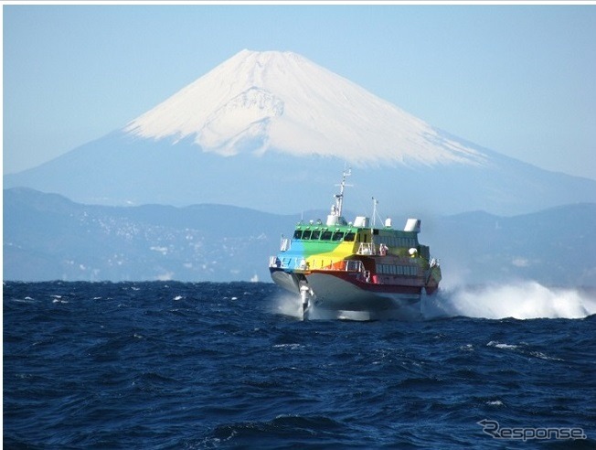 東海汽船、高速ジェット船「セブンアイランド」が清水港に初入港