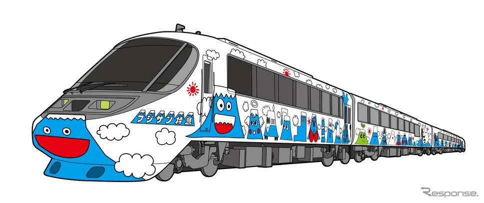 7月12日から営業運転を開始する富士急行8000系『フジサン特急』のイメージ。7月26日に8000系を使用した車掌業務体験とリニア見学センターを組み合わせたツアーが行われる。