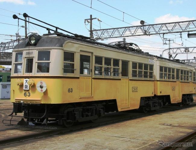 寝屋川車両基地で保存されている60形「びわこ号」。このほど走行可能な状態に復元され、11月9日に復活記念乗車会が行われる。