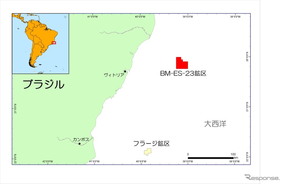 国際石油開発帝石が権益を持つブラジル南東沖エスピリトサント堆積盆BM-ES-23鉱区