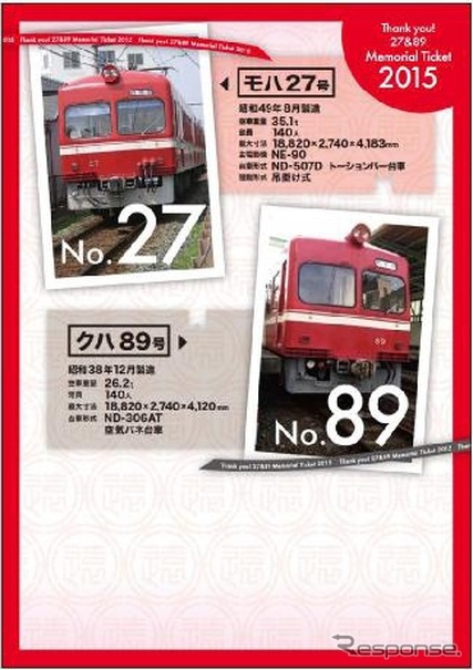 クハ89+モハ27の主要諸元が入った台紙中面。