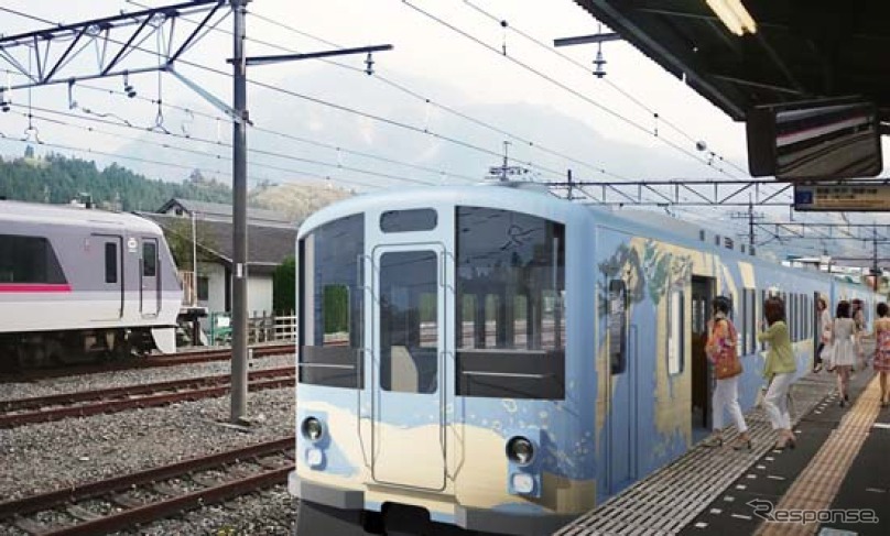 「観光電車」（右）の検討イメージ。2016年春以降の運行開始を予定している。