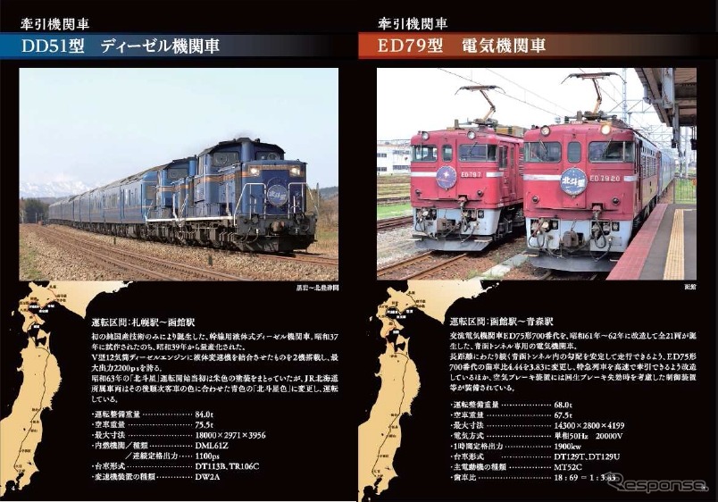 北海道キヨスクの『北斗星』記念商品（ブックレット）。『北斗星』けん引機の紹介などが記されている。