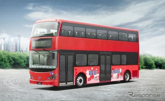 中国 BYD の英ロンドン次世代二階建てEVバスの完成予想図