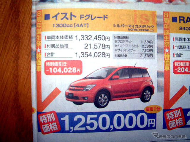 【新車値引き情報】8周年で限定8台、値引き8並び