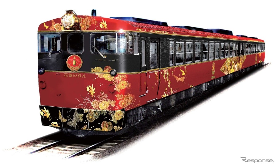 10月3日から運行を開始する『花嫁のれん』のイメージ。キハ48形気動車の改造車2両編成を使用する。