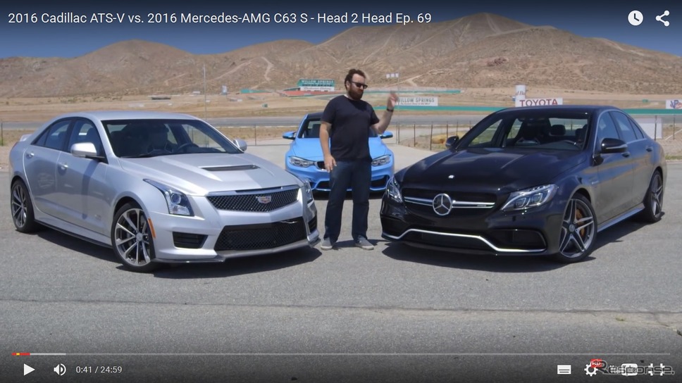 キャデラック ATS-V とメルセデス AMG C63の比較テスト映像を公開した米『モータートレンド』