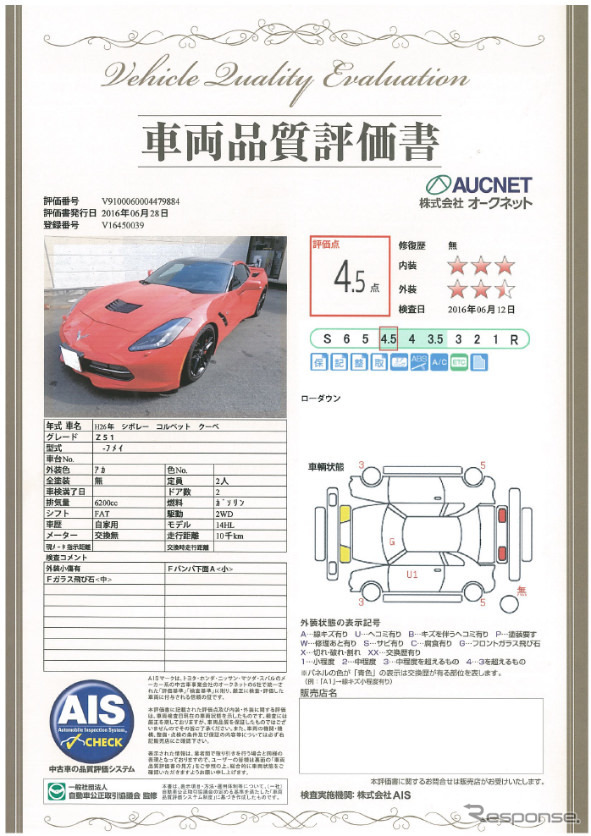 車両品質評価書