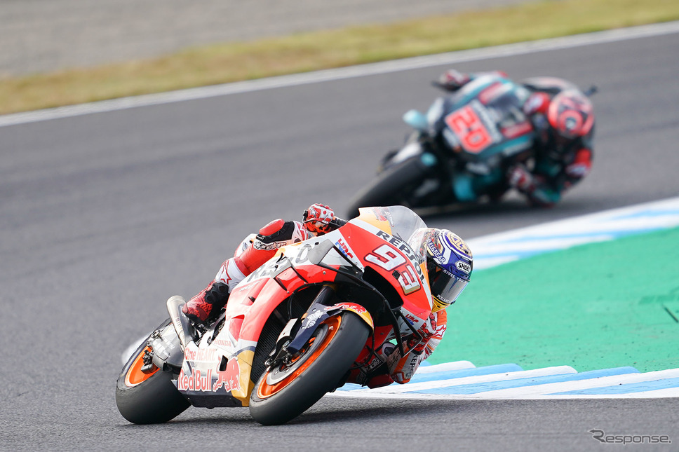 (c)Honda 1周目にトップ争いを展開したマルケスとクアルタラロ