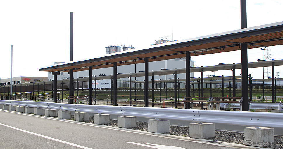 清原地区市民センター前電停。この奥にトランジットセンター(交通結節点)ができる