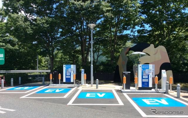 2015年6月に2基整備された東名高速道路 足柄サービスエリア(下り線)急速充電器