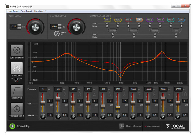 『フォーカル・FSP-8』のサウンドチューニング画面。