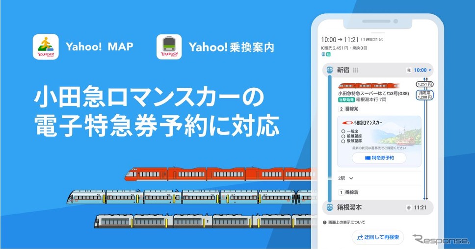 12月15日から開始された「Yahoo! MAP」「Yahoo! 乗換案内」上での小田急ロマンスカーの電子特急券対応。