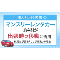 【法人利用の実態】マンスリーレンタカー、約4割が「出張時の移動」に活用！ 利用者が語る「ここが便利」の理由