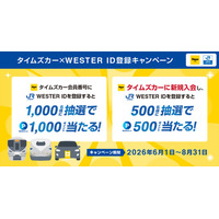 タイムズカー×JR西日本グループ　6月1日より「タイムズカー×WESTER ID登録キャンペーン」開始