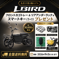 特定小型原付4輪モデル「LBIRD」をもっと便利に。豪華オプション３点プレゼント、さらに全国送料無料となる期間限定キャンペーンを9月3日まで実施